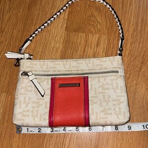 Pre-Loved Dana Bachman Wristlet Wallet White and Orange